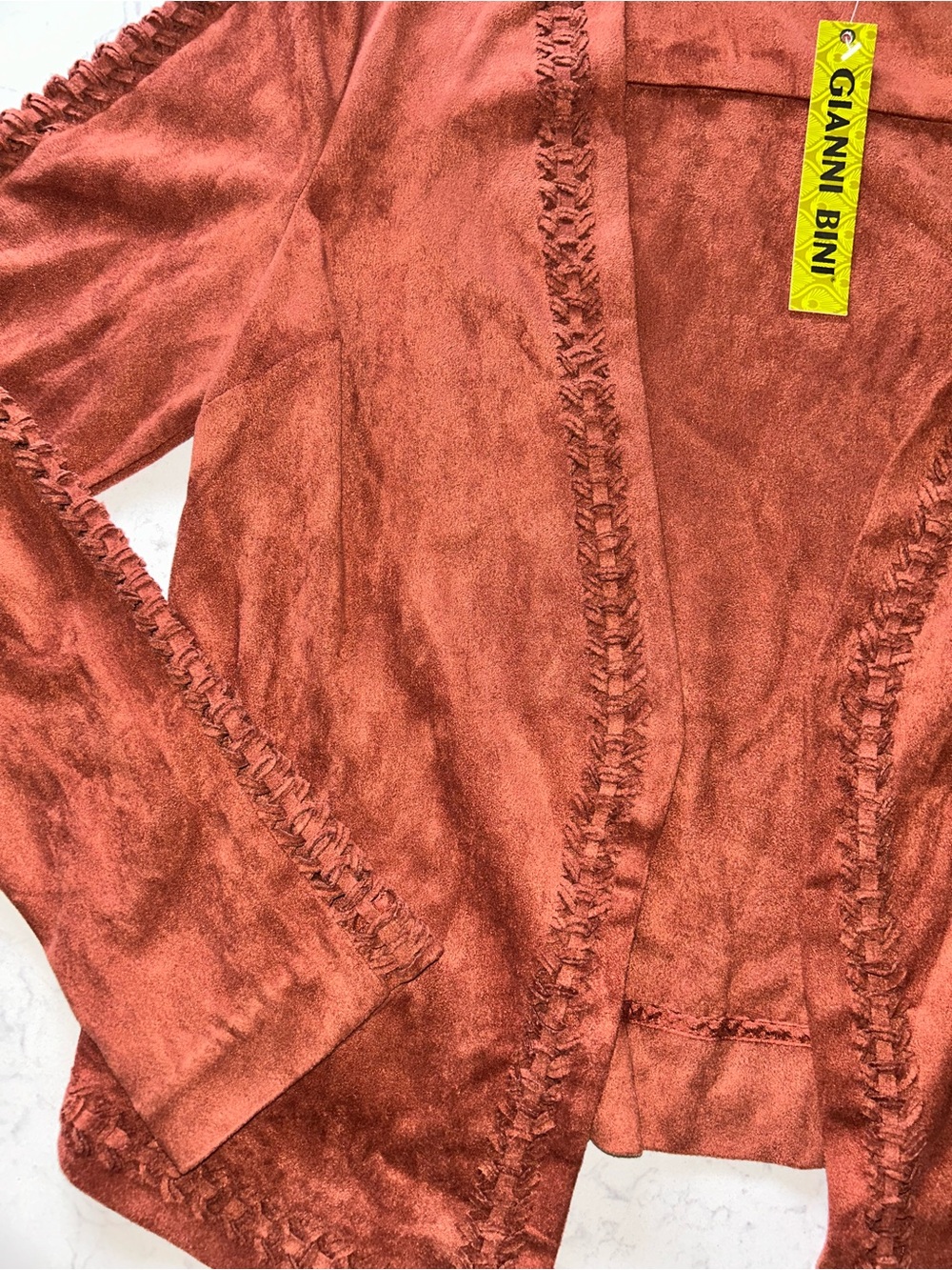 NWT Gianni Bini Boho Vegan Suede Blazer with Braided Accents - Picture 8 of 15